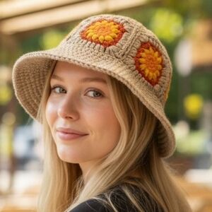 Lulla Collection, Floral Crochet Bucket Hat  (HAT1)